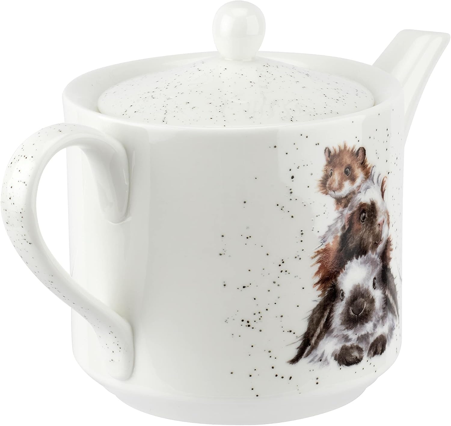 Royal Worcester Wrendale Designs Piggy in the Middle Teapot | 1 Pint Single Serve Tea Pot | Hannah Dale Illustrated Design | Made from Porcelain | Dishwasher Safe