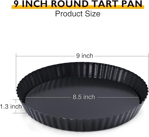 Miniatura 3 de HONGBAKE Sartén redonda de 9 pulgadas con parte inferior extraíble, sartén antiadherente para hornear quiche para horno, lata para tartas de queso,