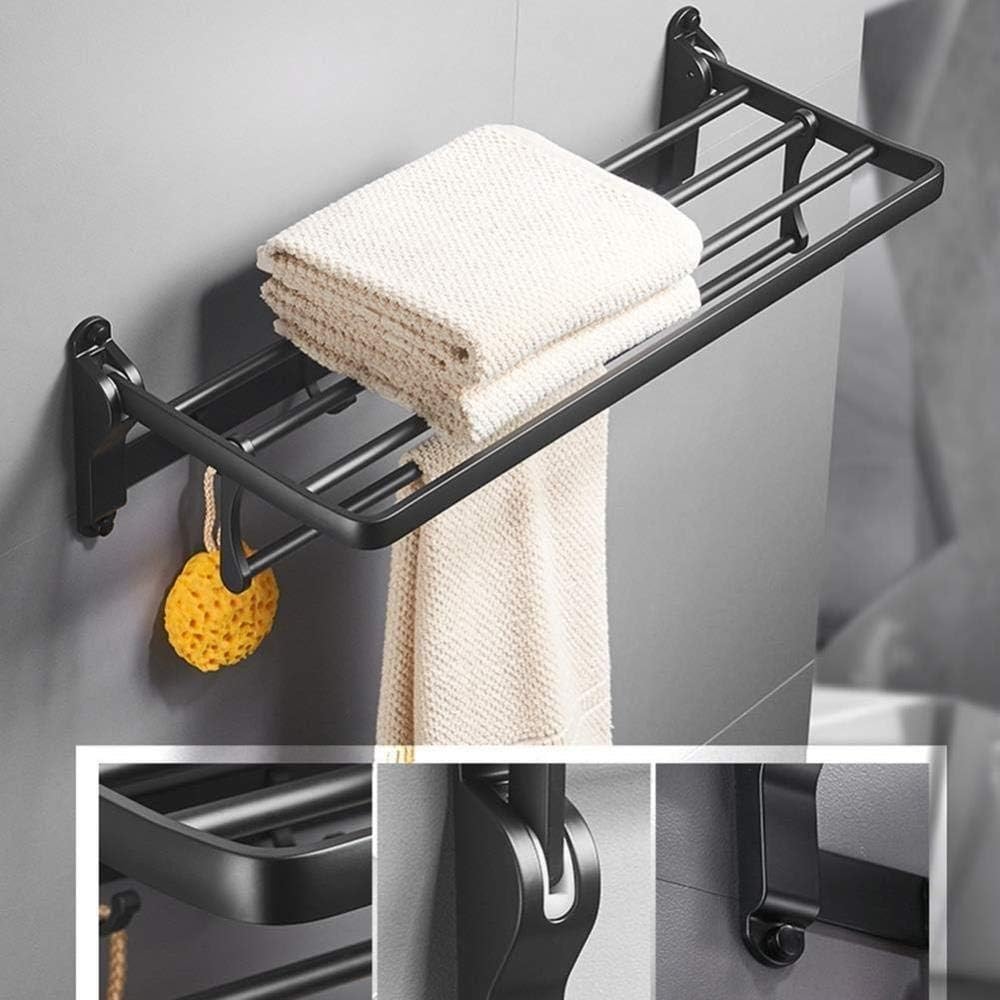 Bathroom Free Punch Towel Rack Towel Hanging Bathroom Toilet Rack Black Bathroom Hardware Pendant Tidy