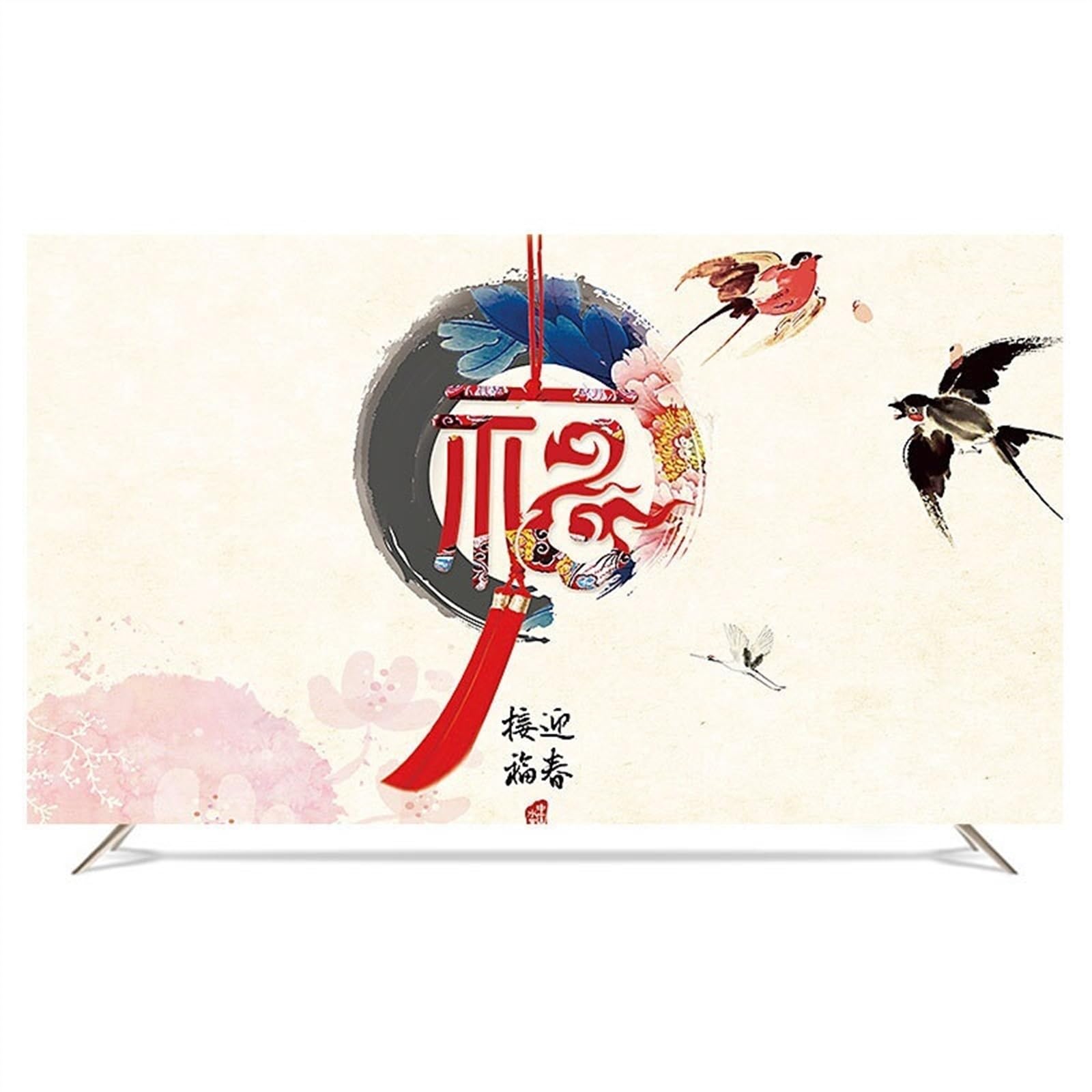Copri TV Non Rimovibile, Decorativa della Protettori Schermo per TV con Il Modello di Arte Moderna E La Fascia Elastica Copertura TV della Polvere Universale(78 inch (182 * 107cm),A)