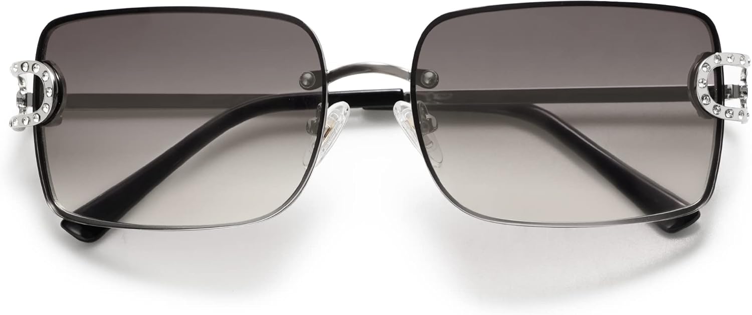 SOJOS Vintage Rectangle Sunglasses for Women,Oversized Trendy Rimless 90s UV400 Womens Y2K Shades SJ1178 - Image 6