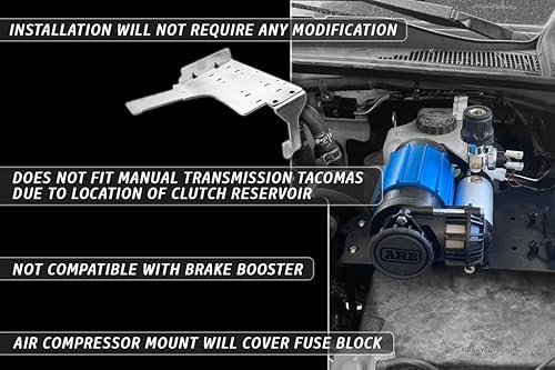 Miniatura 4 de Rago Fabrication Soporte de compresor de aire para Toyota Tacoma 2016-2023 de 3 generación  Fabricado en los Estados Unidos  Compatible con