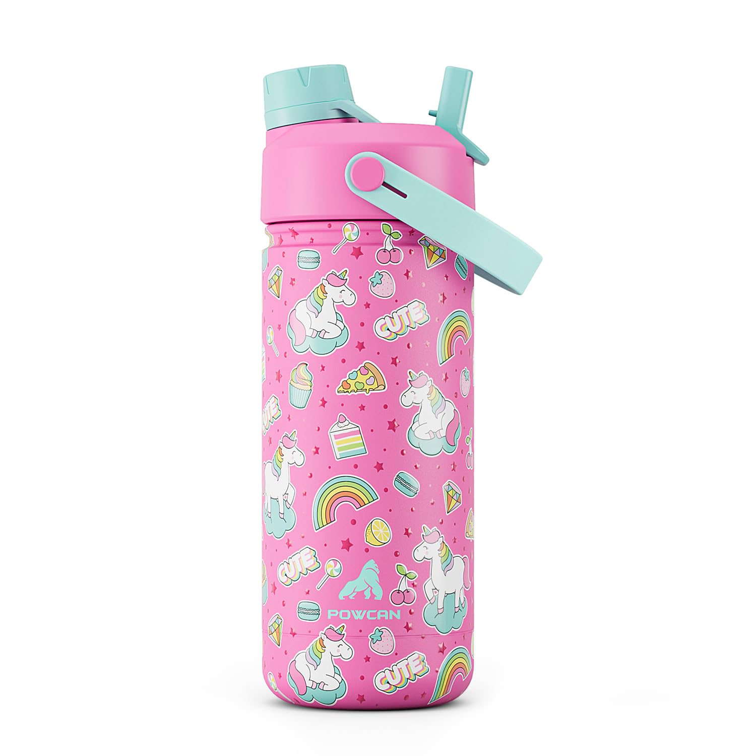 Amazon.com: 18 oz Kids Water Bottle for School: Leakproof, 2-in-1 Straw  Spout Lid, BPA-Free, Easy Carry, Keep Cold 24H, Insulated Stainless Steel  Cup for Backpack, Sports, Camping, Trip, Gift, Home (Cute Unicorn):