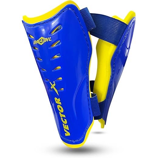 Vector X Football Shinguard Blue/Yellow Small/Medium