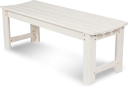 Miniatura 6 de Shine Company Banco de jardín de madera para exteriores sin espalda, 3 pies, natural