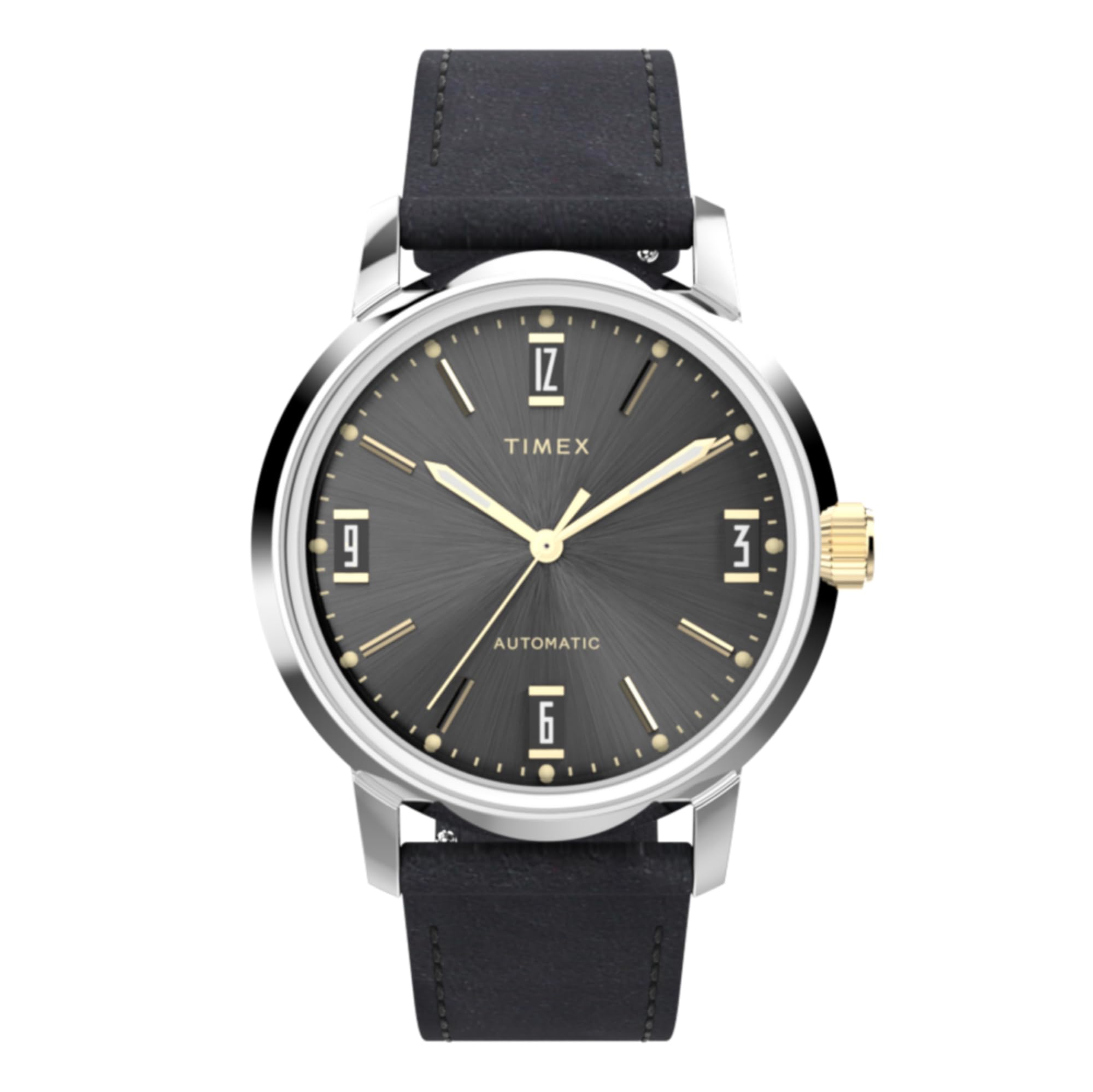 Men's Marlin Automatic 40 mm Watch - Black Leather Two-Piece Quick Release Strap Black Dial Stainless Steel Case TW2W33900