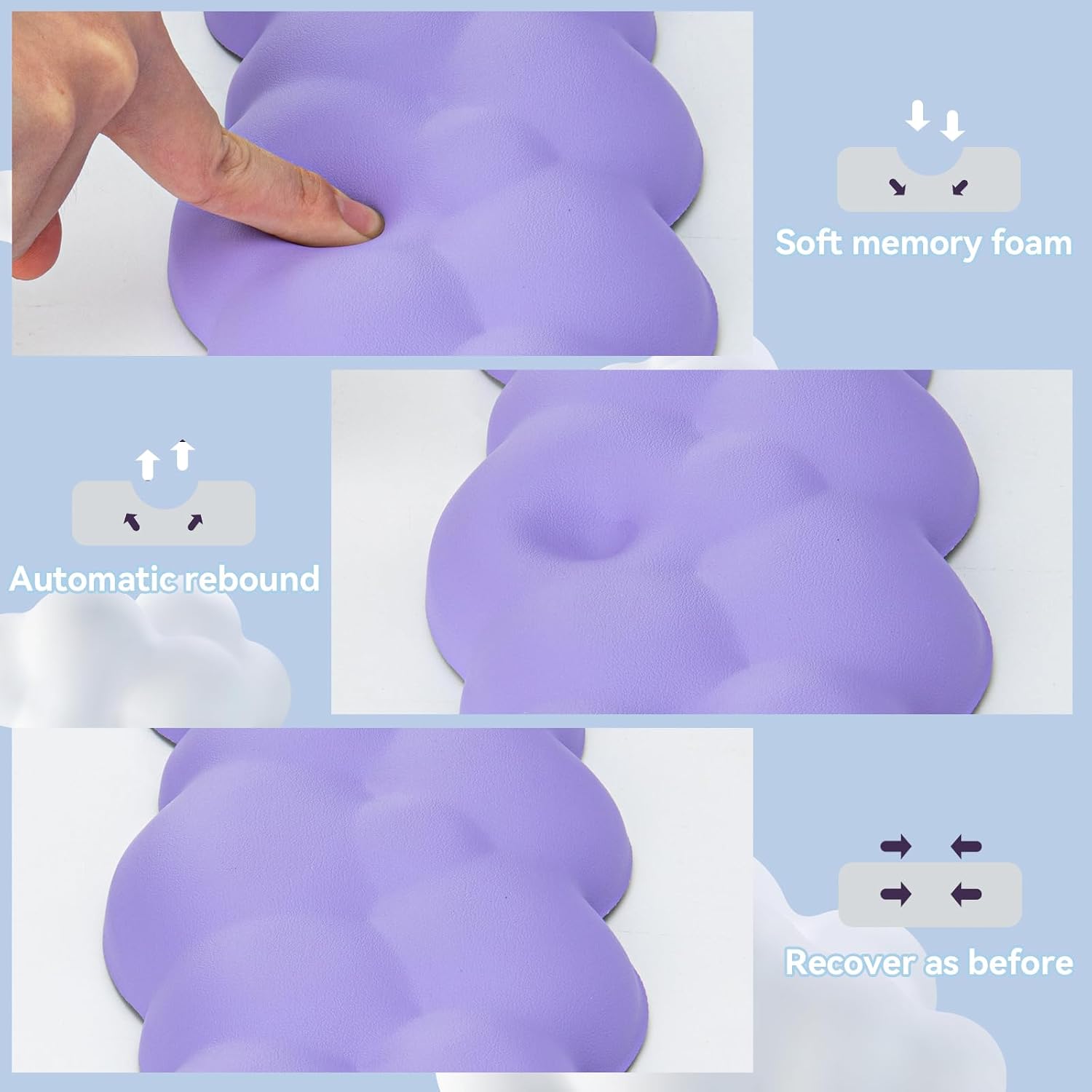Cloud Wrist Rest Keyboard - Keyboard Cloud Wrist Rest Mouse, Desktop Cloud Wrist pad Sliding Base Typing Pain Relief, Non-Slip Base, Cloud Wrist Rest is Suitable for Home, Office, Computer Games