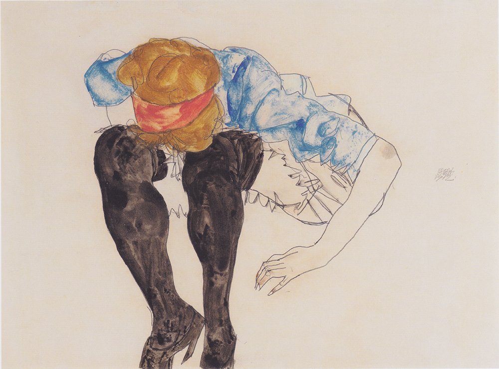 Egon Schiele Blond Woman affiche grand format reproduction tableau mat