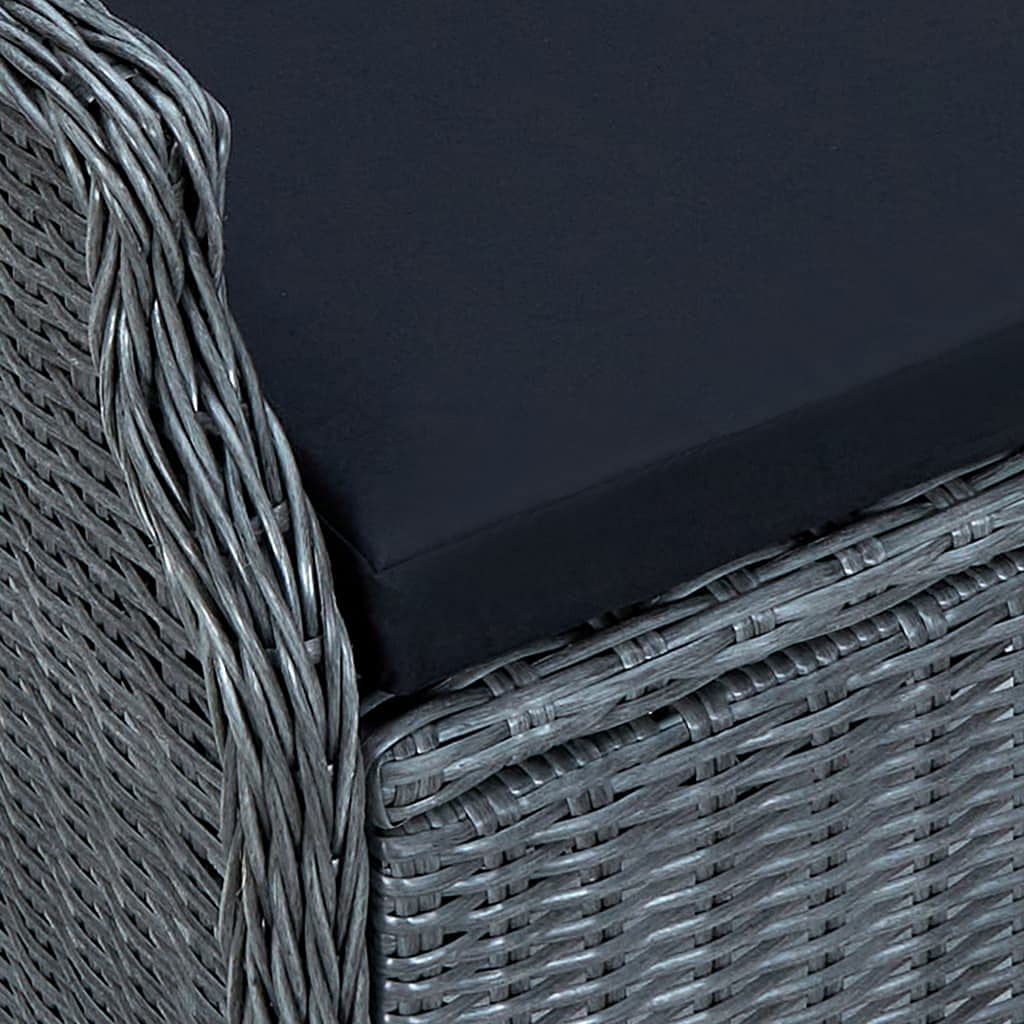 Poltrona da giardino regolabile con cuscini, in polyrattan grigio scuro, adatta per terrazza, giardino o veranda, 57 x 88 x 100 cm