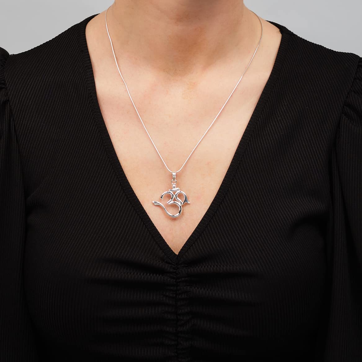 Treasure Bay Yoga Aum Om-Symbol-Anhänger für Damen, 925er Sterlingsilber, 45,7 cm