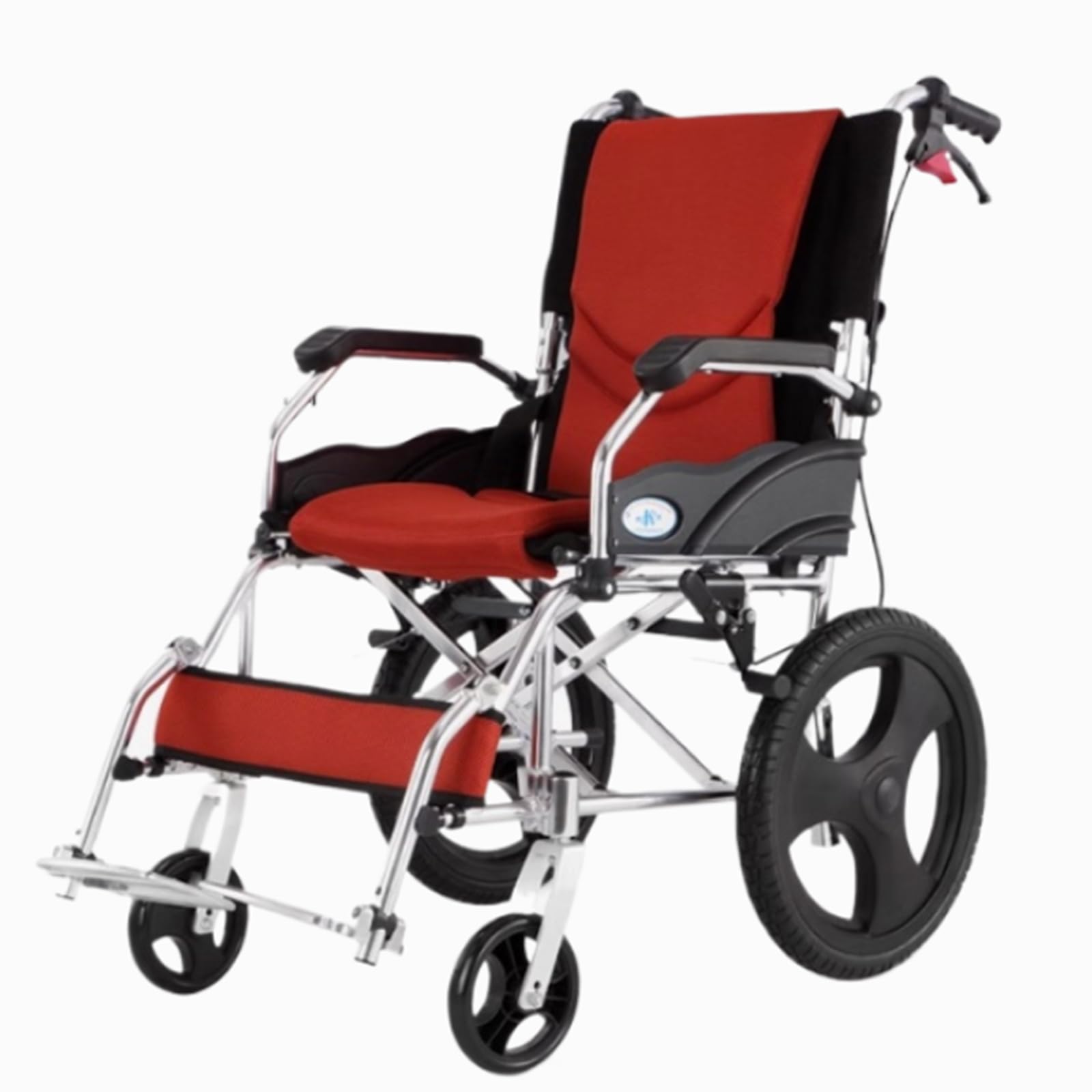 Sedia a rotelle pieghevole, Sedia a rotelle con poggiapiedi,pieghevole, acciaio, leggero, semovente,Leggera, Seduta 46 cm, Per anziani, Per disabili(Size:46cm/18.1in,Color:red)