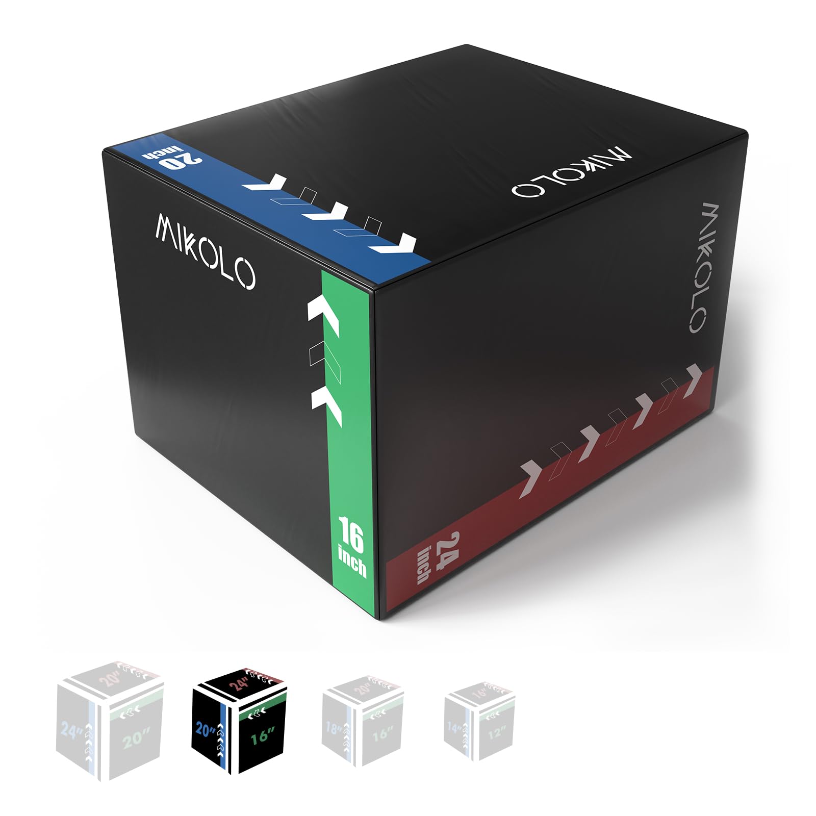 Mikolo 3-in-1 Foam Plyometric Box – Soft Jump Box with Solid Wood Core, High-Density Foam and Non-Slip Cover – No Assembly Required for Home Gym