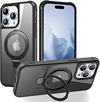 Vista 47 de Funda de grado militar compatible con iPhone 14 Plus de 6.7 pulgadas, con soporte magnético invisible tipo anillo, compatible con MagSafe y gran