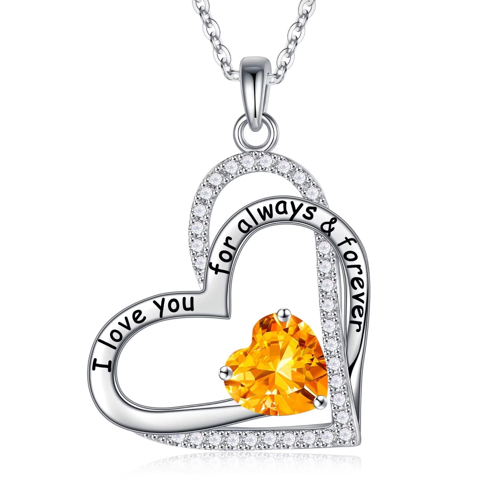 Iefil Birthstone Necklace for Women - 925 Sterling Silver Necklace Birthstone Jewelry Birthday Gifts for Wife Girlfriend Mom