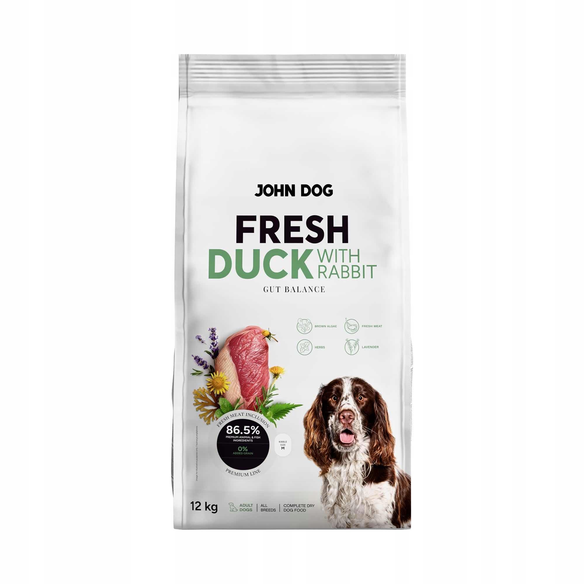 JOHN DOG Fresh karma sucha dla psa Kaczka z królikiem 12 kg
