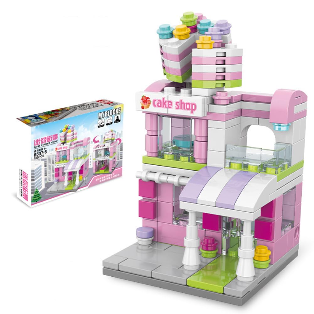Street View City Cafe Building Kit, 167PCS Coffee Shop Modular House Building Set, MOC Creative House Model DIY Toys, Building Toy for Kids Adults Teens (Cake Shop)