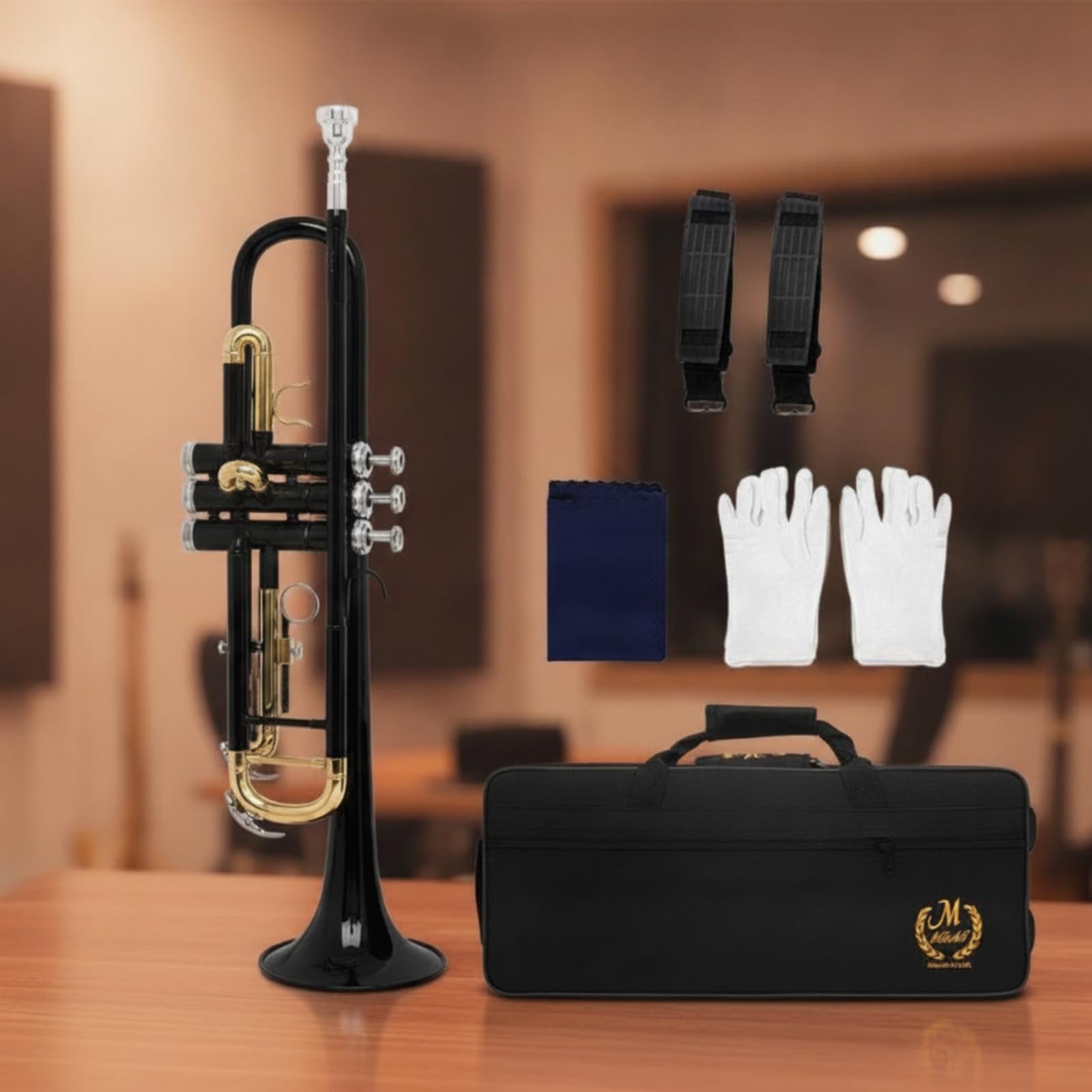 Trompetenset Komplett Trompete mit Zubehör Resonant Blasinstrument für Schüler, Schulband, Proberaum, Phosphorbronze