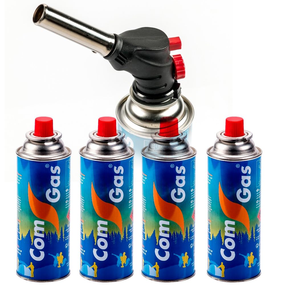Set soplete flambeador con 4 cargas de Gas