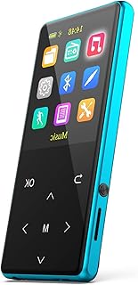 MP3 Player, Safuciiv 64GB MP3 Players with Bluetooth 5.2 Supports Lossless Music, HF Sound Quality, 2.4" Screen, Recording, FM, Includes Arm Strap and Player Case, Easy to Carry, Blue