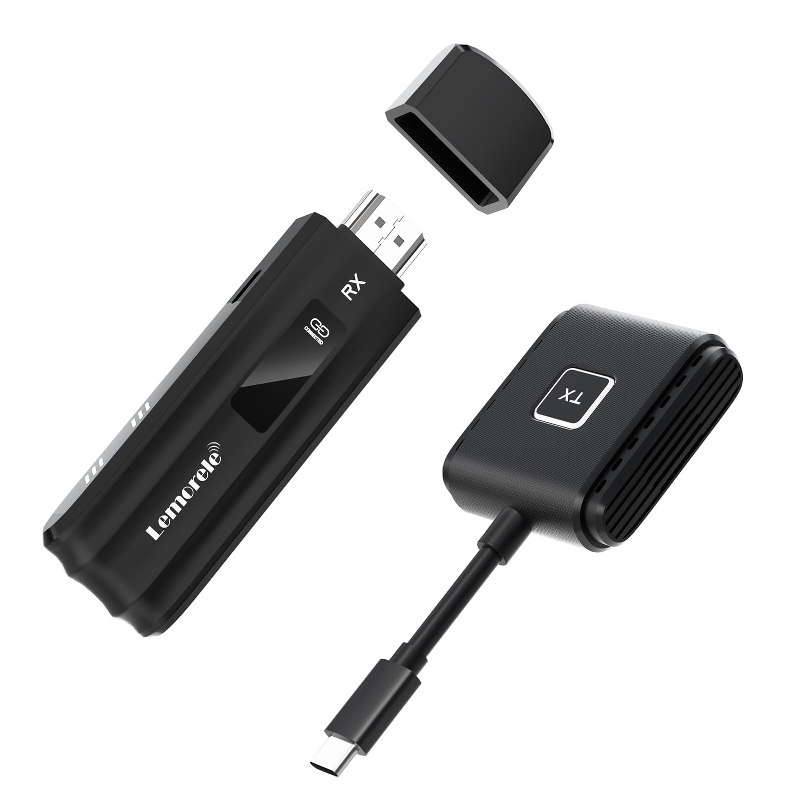 Lemorele USB-C DP Alt Mode Wireless HDMI Extender 164ft 1080P TX RX Kit | 30ms Low Latency, TX Max 60W PD, 2.4/5.8G Dual-Band WiFi, HDMI 1.4, Plug&Play, Sync Video Audio for Laptop Phone TV Monitor-image-5