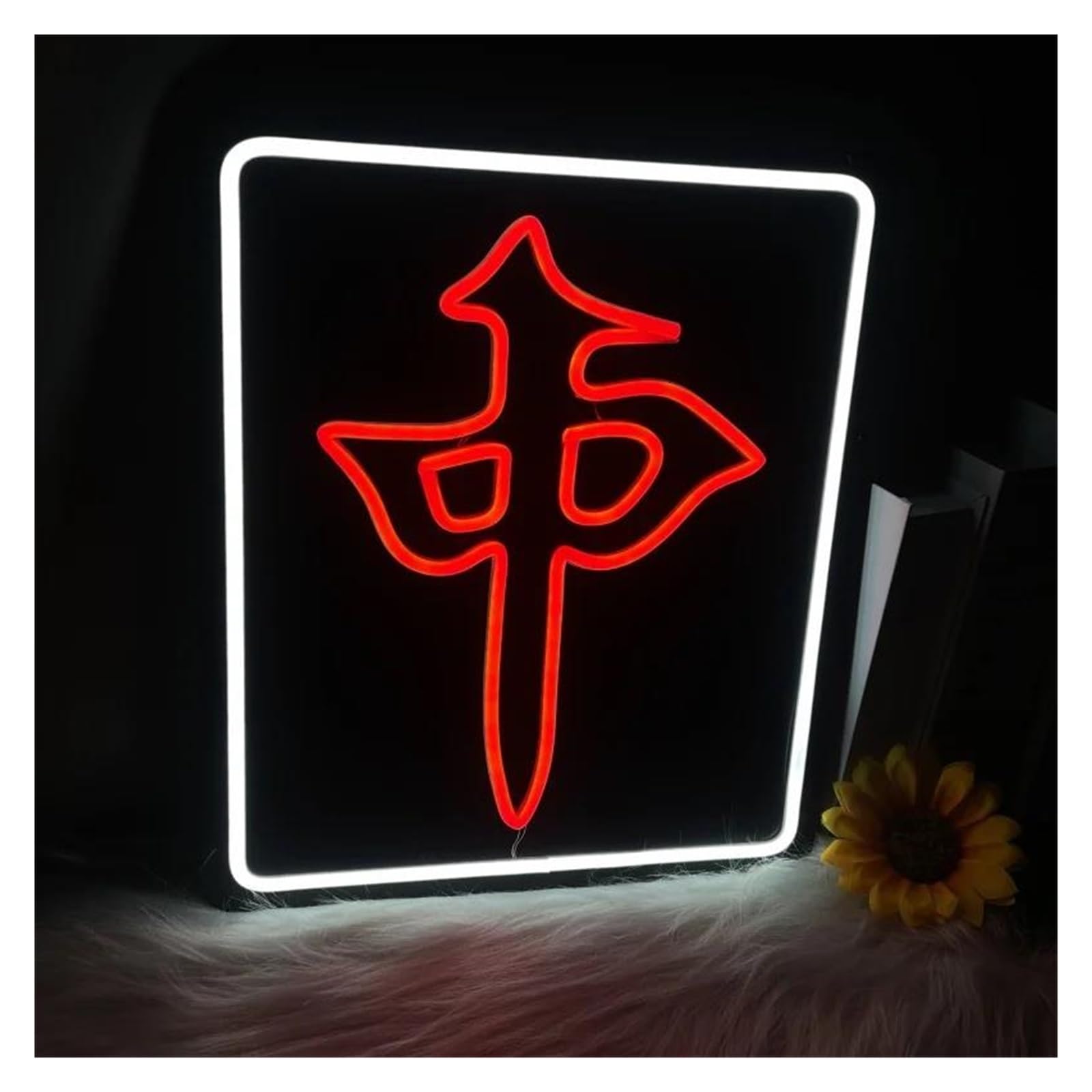 LEMST Sign Lamp Mahjong Red Neon, USB Powered, with Dimmable Switch, Suitable for Chess Room, Family Entertainment Space 35.5x30.5cm
