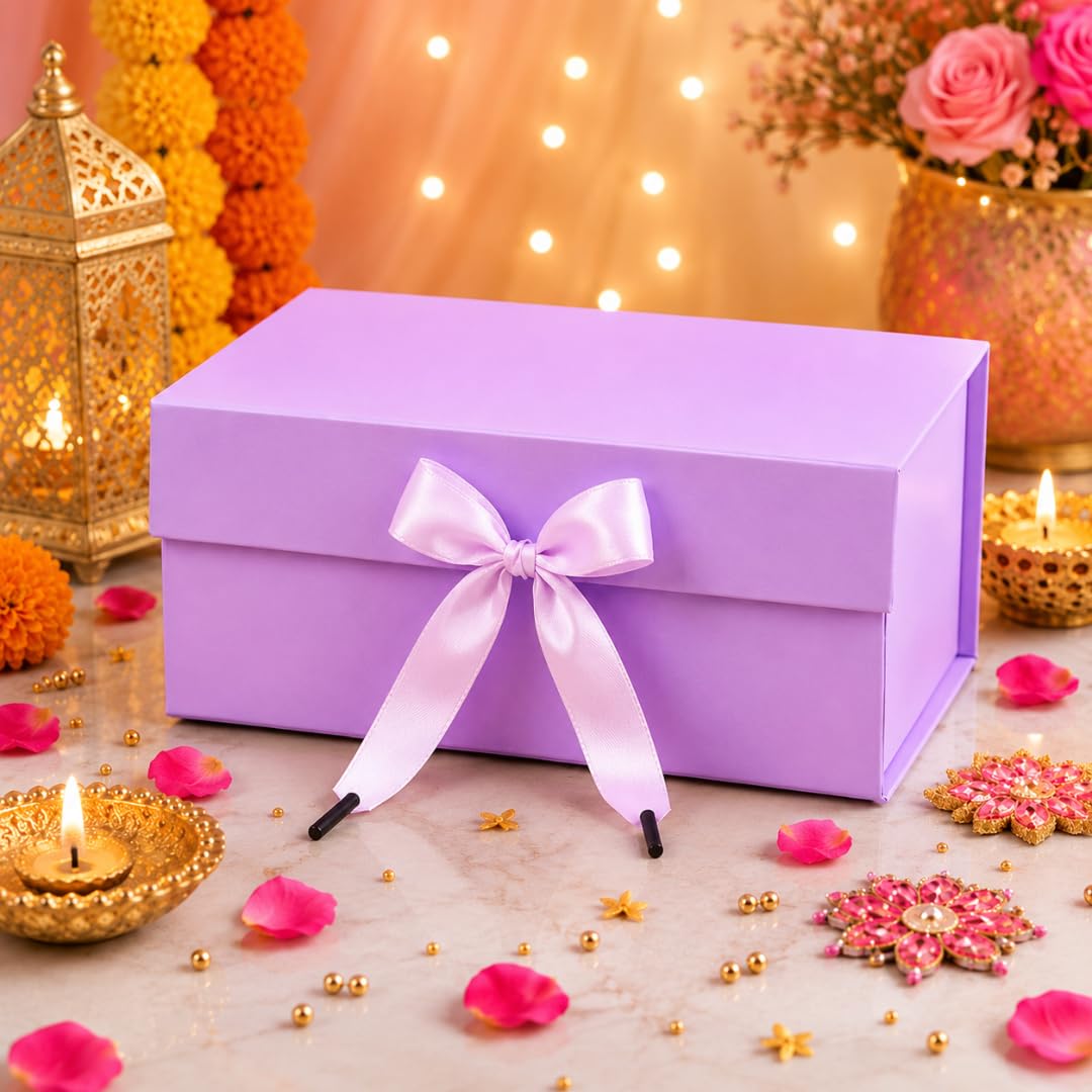SATYAM KRAFT 3 Pcs Collapsible Without Magnet Decorative Foldable Gift Box with Ribbon | DIY Rectangle Cardboard Gift Pa