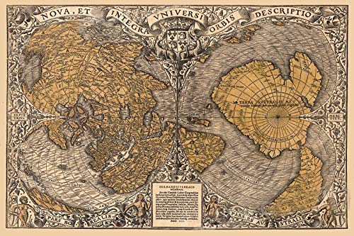 Imán con mapa antiguo del mundo 5 pulgadas