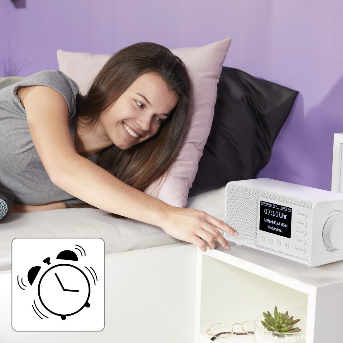 Hama Radio DAB+ i FM DR1000DE - Cyfrowe Radio Kuchenne z Dużym Wyświetlaczem, Łatwą Obsługą i Dużymi Przyciskami (UKW, AUX, 5 W, Radiobudzik, Dla Seniorów), Białe