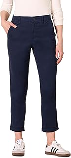 Amazon Essentials Women's High-Rise Regular-Fit Ankle-Length Tapered-Leg Khaki Pant