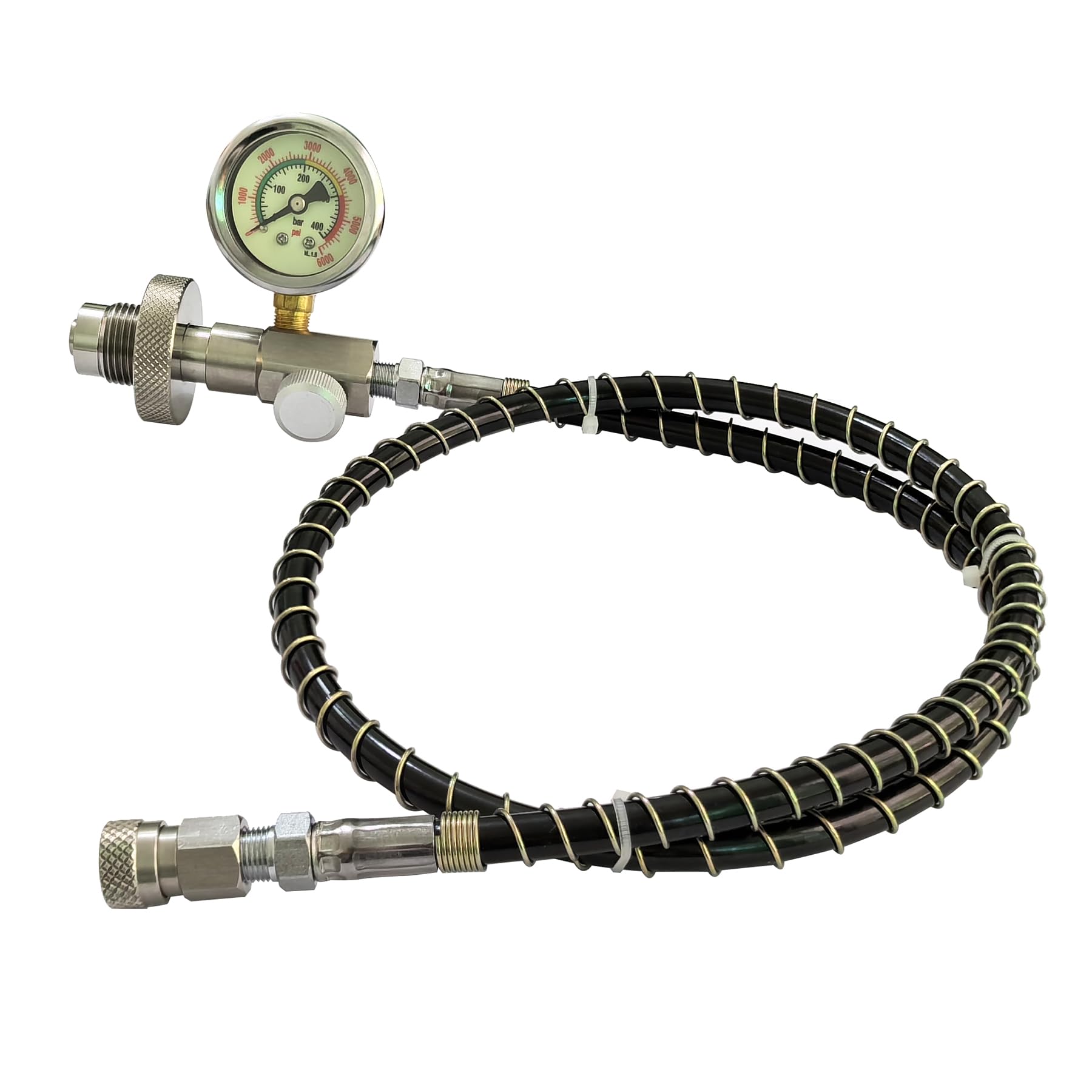 Aopkeo Paintball PCP Airsoft Tank G5/8(5/8BSPP) DIN Fill Station Filling Connector HPA Diving Scuba Refill Stations with 37Inches Hose