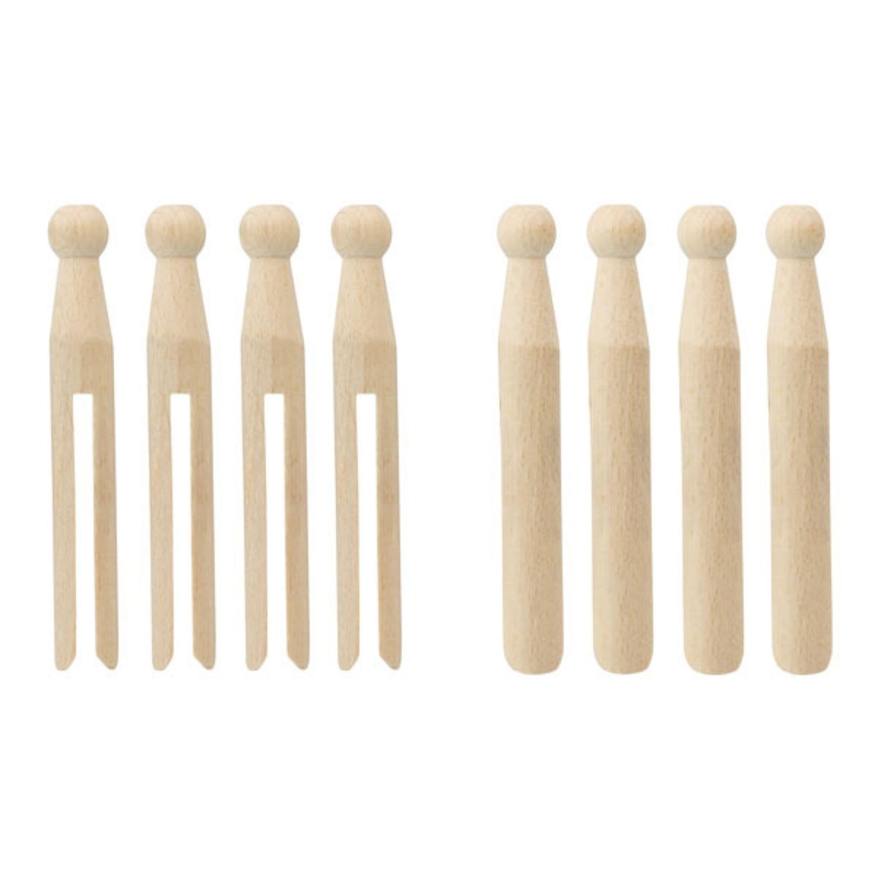 Concept4u Brown Beechwood Dolly Pegs Pack Of 24 Clothes Pegs Wooden Dolly Pegs For Washing Lines Strong Laundry Pegs Ideal For Craft Making Diy Garment Pins.