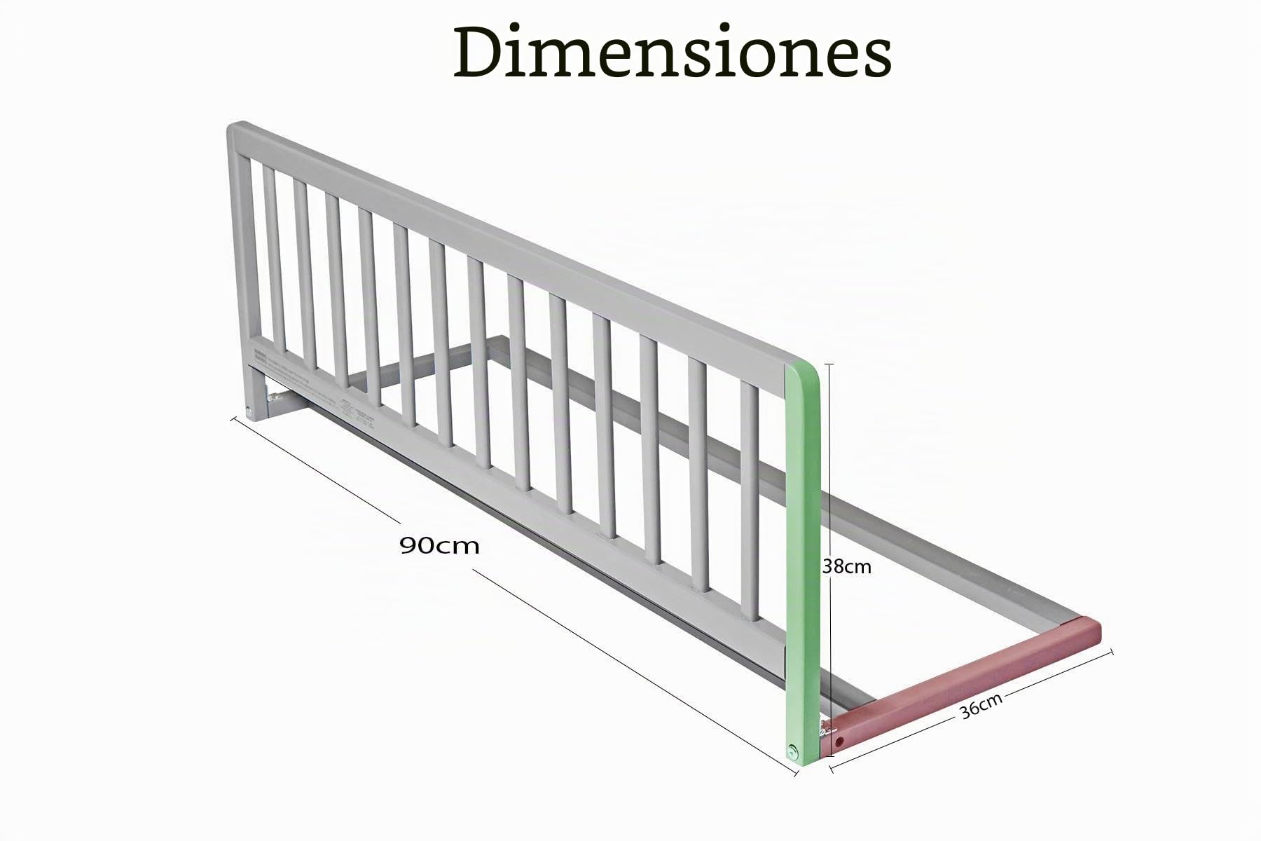 Safetots Barrera de Cama de Madera, Blanca, 38cm de Alto x 90cm de Ancho, Barrera para Cama Infantil para Seguridad, Baranda de Cama Infantil Segura, Preensamblada, Instalación Fácil