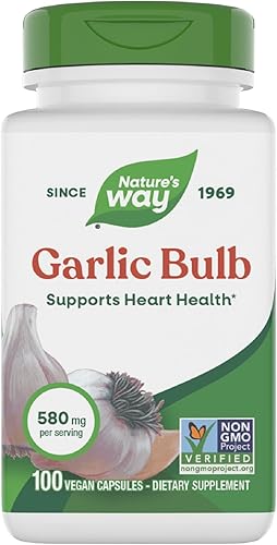 Nature's Way Bulbo de ajo, apoya la salud del corazón*, 100 cápsulas veganas