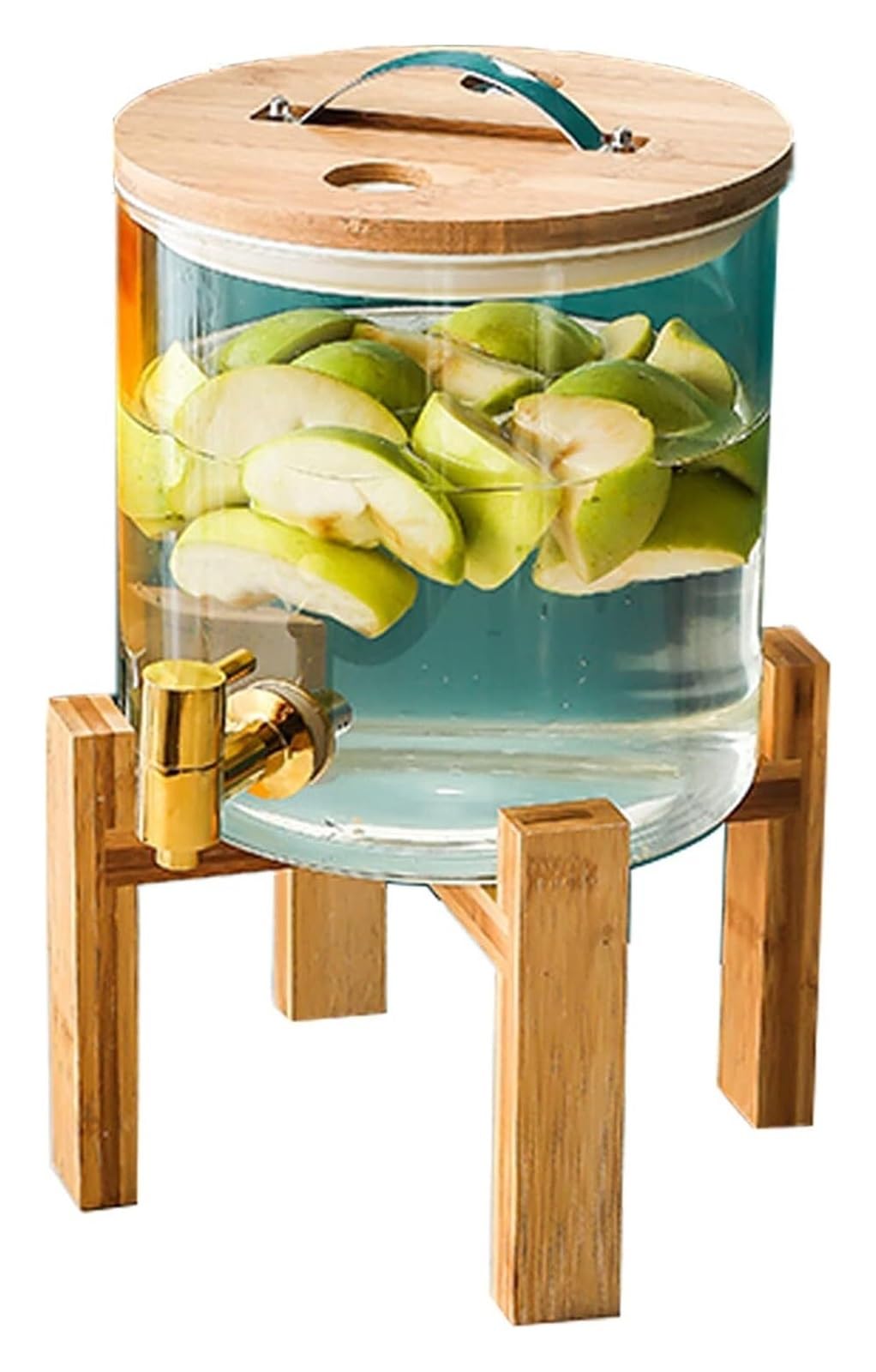 MYUYEE Glass Water Dispenser With Metal Wire Stand Juice Dispenser Forjuice Water Beverages Lemonade Dispenser, High Temperature Resistant Borosilicate Glass 5L/8L/11L (11L)
