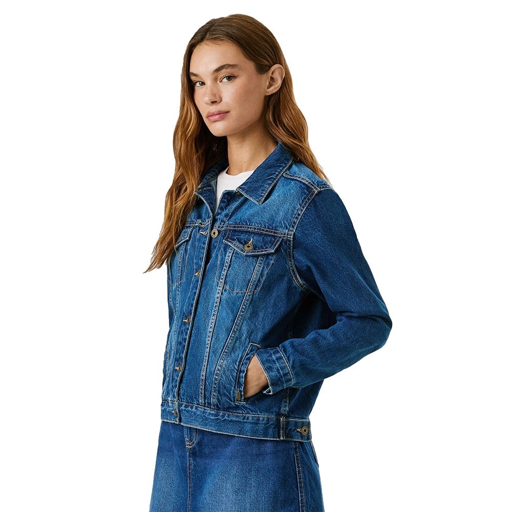 Pepe Jeans Damska kurtka regularna, niebieska (Denim-4A0), XL, Niebieski (Denim-4A0), XL