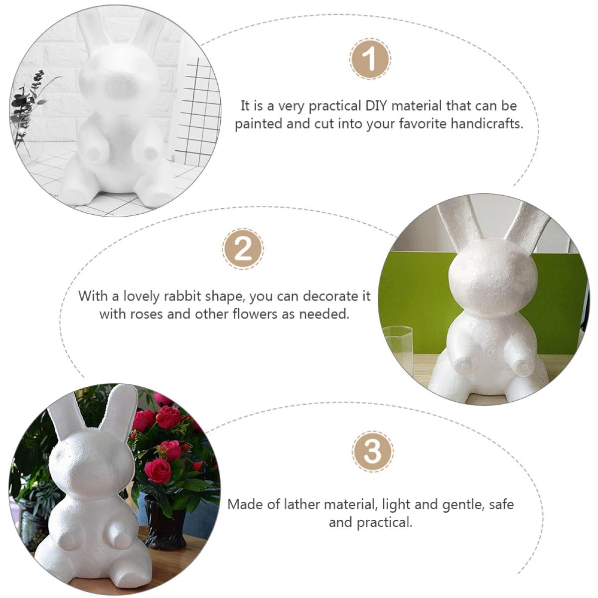 FOMIYES Moule Lapin Blanc en Mousse pour DIY, Modélisation Facile à Découper, Résistant, pour Décoration de Fête de Mariage et Compositions de Fleurs