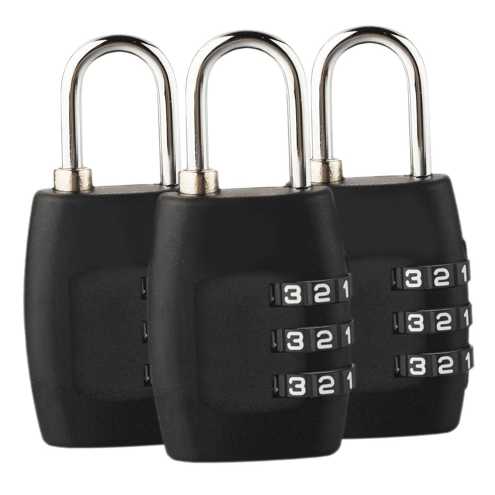 Lucchetto Combinazione Valigia 3 Numeri Nero, 3 Pezzi