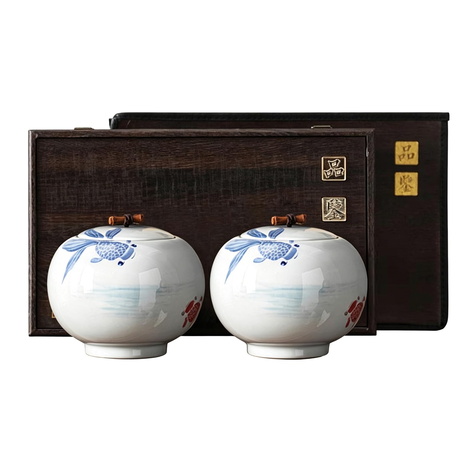 Dxcaicc Keramik-Teedose Mit Deckel Kaffeebohnen Geschenkbox-Set Kleine Blau-Weiße Muster 2 Stück 33Oz Luftdichter Aufbewahrungsbehälter Für Wohnkultur