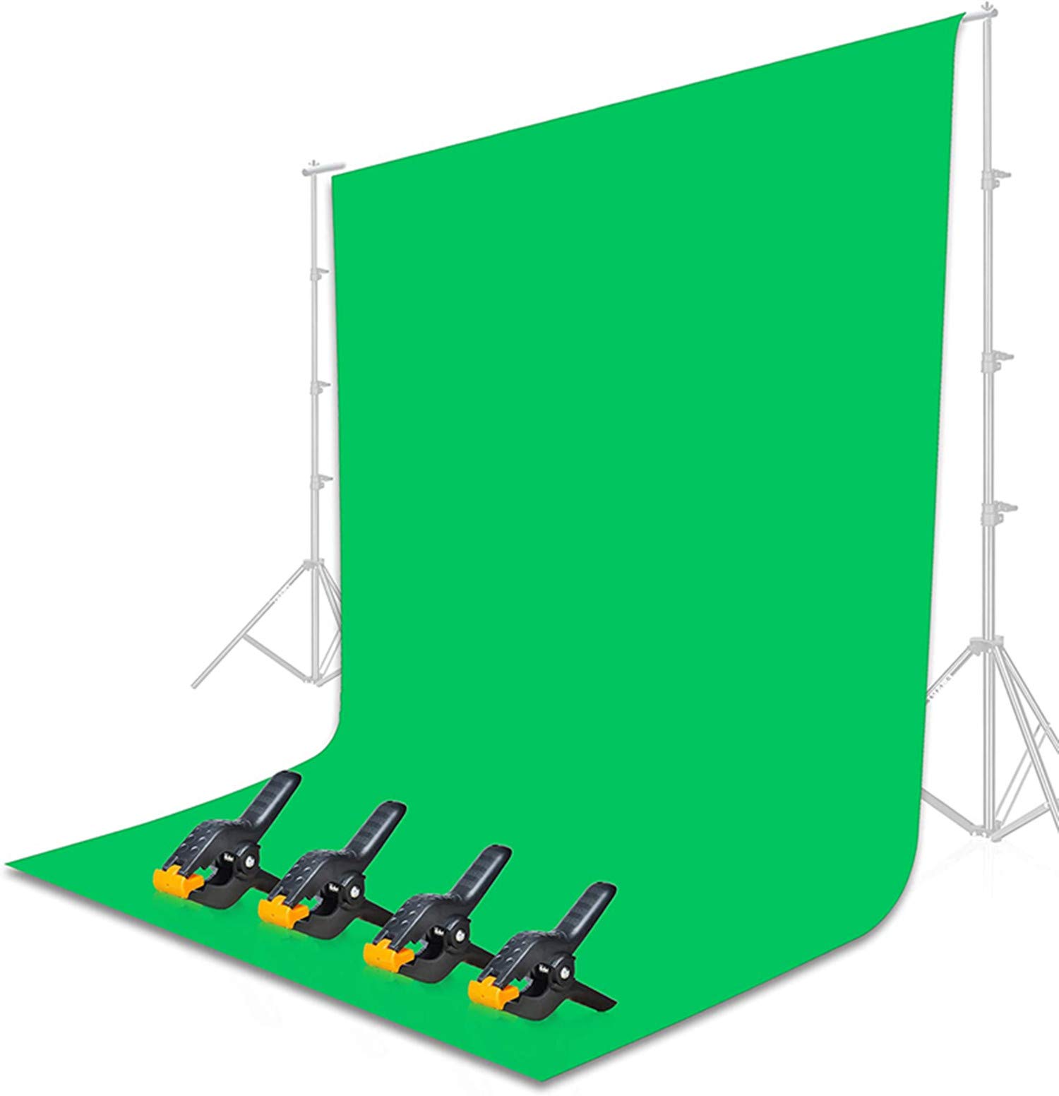 TAME 6.5 x 10ft Backdrop Background for Photography, Polyester Fabric Chromakey White Screen Photo Booth Backdrop Collapsible Wrinkle Free for Photo Video Studio （4 x Backdrop Clamp Included） (green)