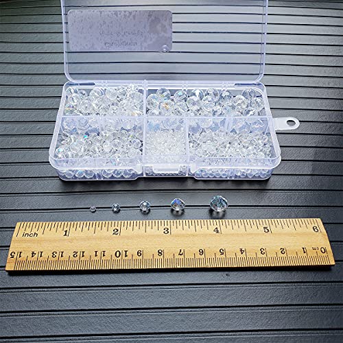 Image of Crystal AB Rondelle Glass Beads for Jewelry Making, Faceted Briolette Crytal Spacer Beads for Bracelet Necklace Earring (2mm 4mm 6mm 8mm 10mm Mixed Sizes, 1000pcs)