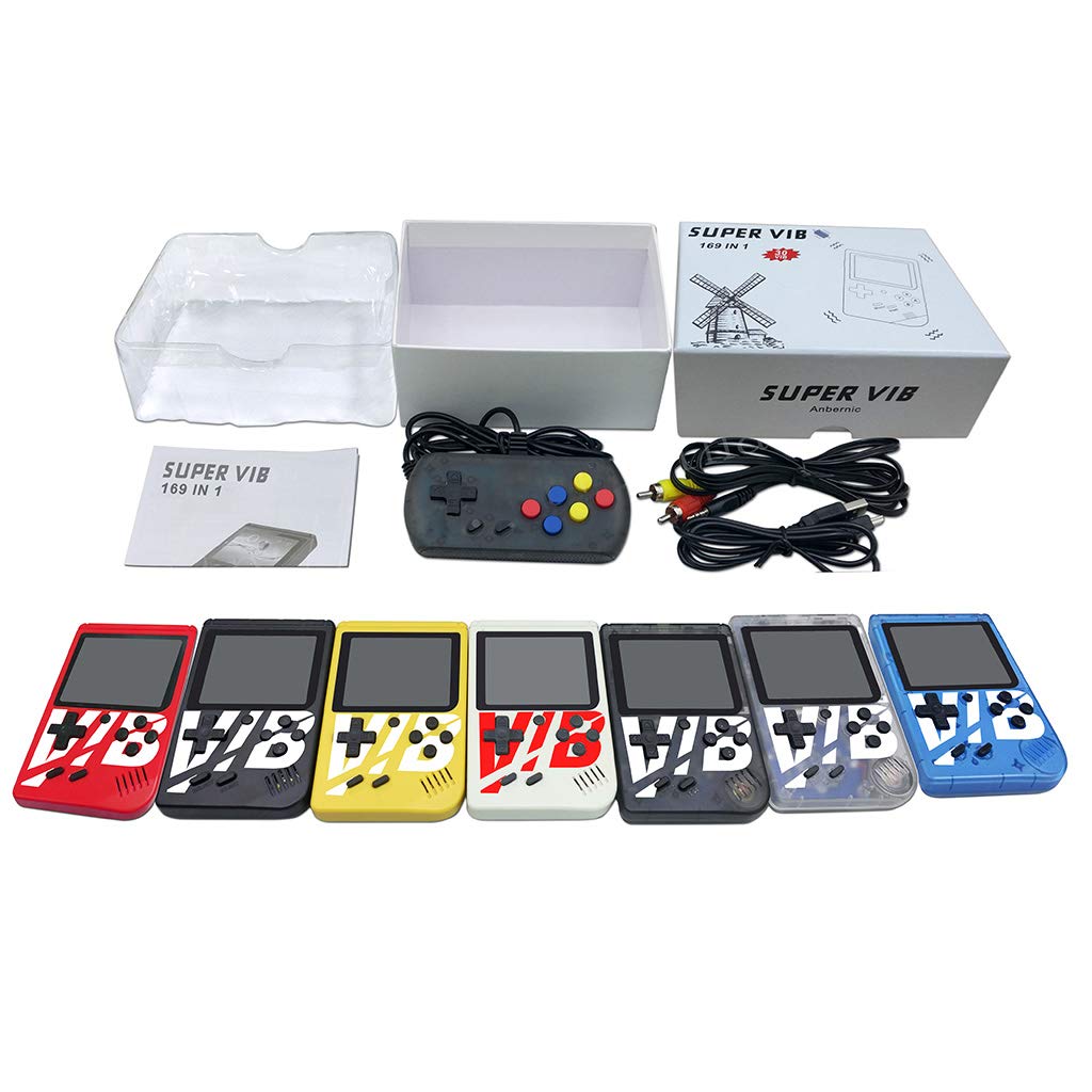 FAIRY RABBIT 1Set 169 In 1 Super Vib Vibration Games Retro Video Game Handheld Console Built-In 8 Bit Mini Gaming Host Machine,Game Console