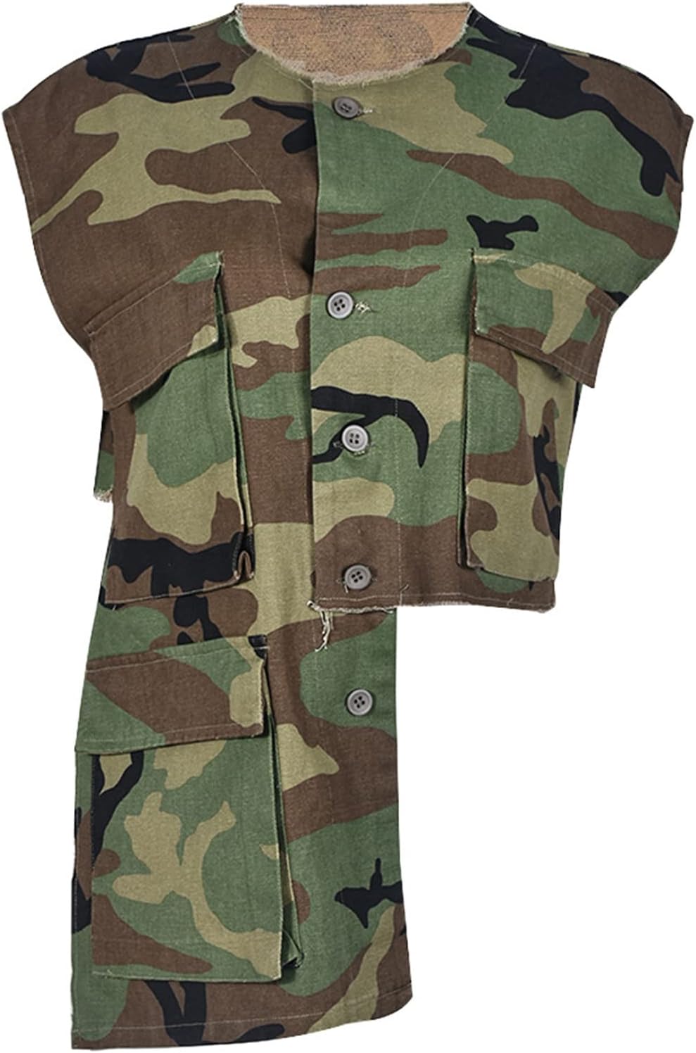 Womens Summer Cute Camo Button Down Cropped Jean Jacket Casual Lapel Outwear Denim Shirts Blouse Top - Image 5