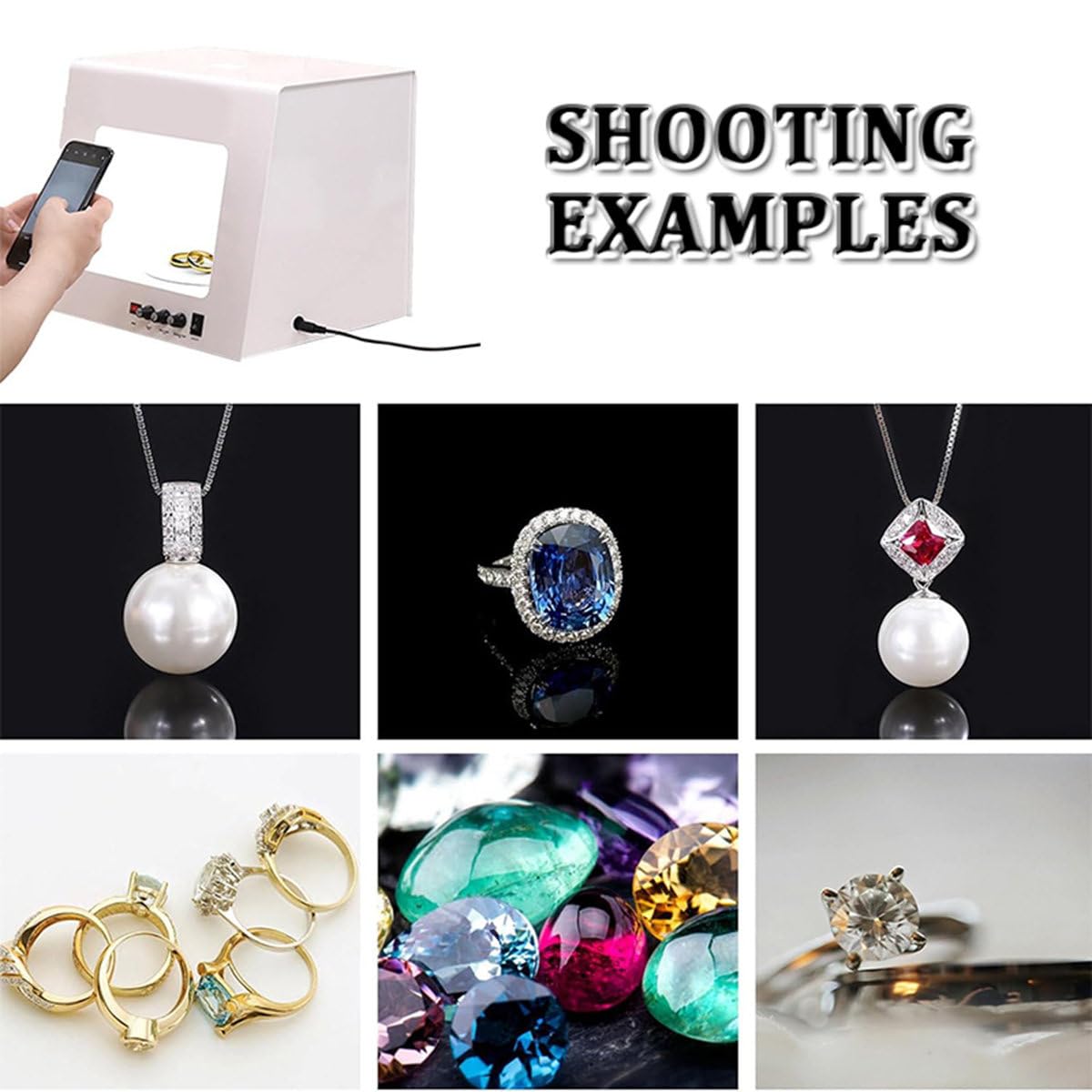 Scatola luminosa portatile per fotografia con luci LED dimmerabili e piattaforma girevole regolabile per riprese in studio