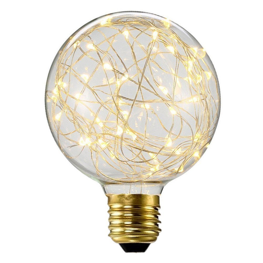 Ampoule LED Edison E27 3W Globe Étoilé - Décoration Vintage Blanc Chaud 2400K - Non Dimmable