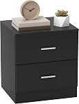HOMCOM Bedside Table with 2 Drawers, Modern Nightstand, Side End Table for Bedroom, White