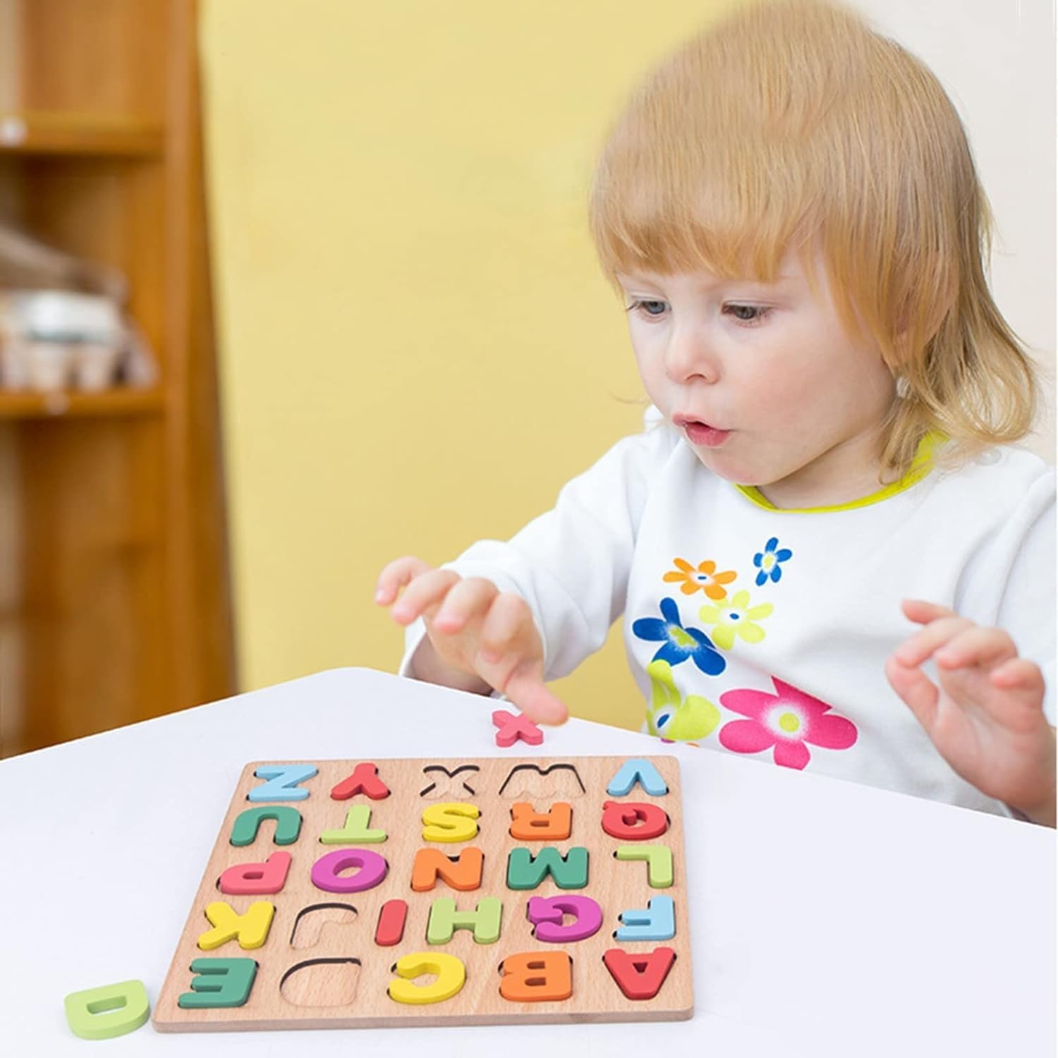 TS WITH TECHSUN Wooden Puzzles for Toddlers for Kids Preschool Learning Toys, Montessori Toddler Puzzles, Alphabet, Number, Shape for Kids 2-4 Years Old (Alphabet Puzzle) 1