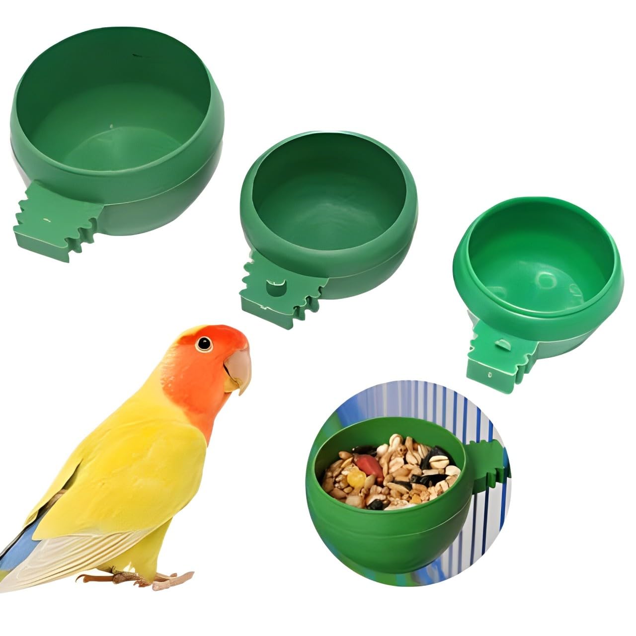 Birds Mini World - Bird Feeding Bowl Food Water Plastic Round Cup Holder Parrot Pigeon Cage Feeder, Love Birds,Finches, Java, Sparrows, 10 Pices (B0CVF3GKCY) Amazon Price History, Amazon Price Tracker