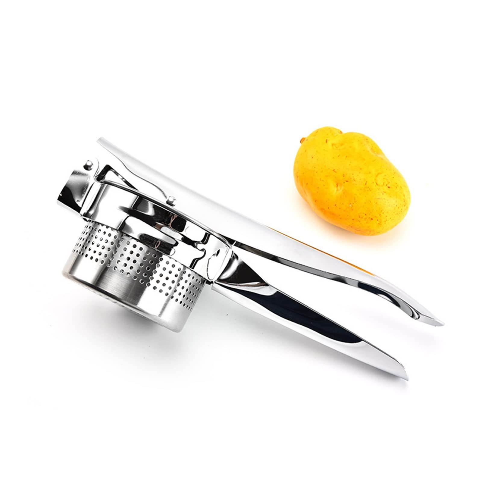 Kartoffelstampfer, Edelstahl, Kartoffelpresse, Küchenwerkzeug, Kartoffelschieber, glatter Kartoffelbrei, Zerkleinerer, Obstwerkzeuge, mehr Löcher (Hellgrau)