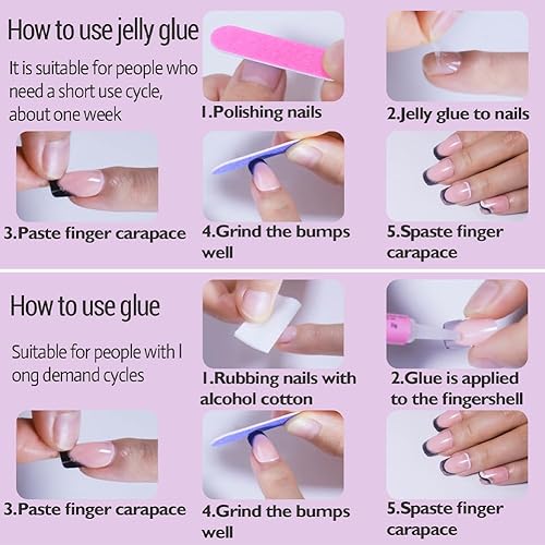 Miniatura 5 de Uñas postizas largas a presión, uñas postizas a presión de almendra, uñas postizas de color sólido con diseños de presión negro brillante, uñas