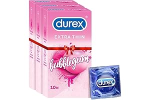 Durex Extra Thin Bubblegum Flavoured Condoms for Men with Optimal Sensitivity and Heightened Pleasure